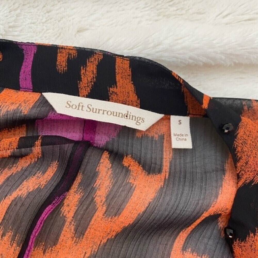 NWOT Soft Surroundings lightweight beaded kimono small pink orange black boho - Picture 4 of 5